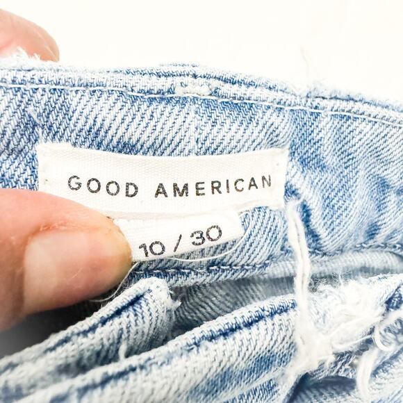 Good American Good Curve Straight Leg Light Wash Indigo 124 Denim Jeans Size 10 - Picture 7 of 9